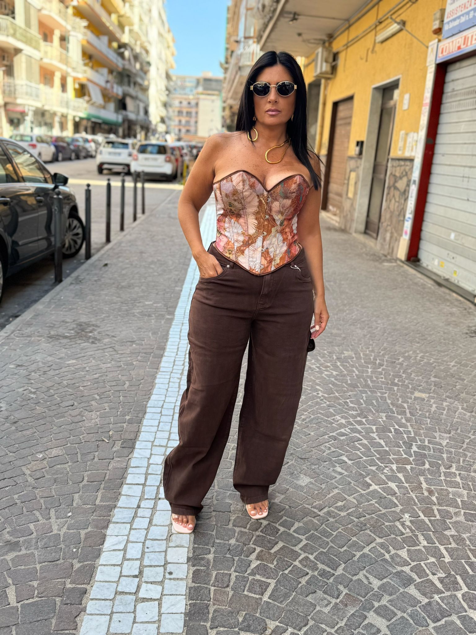 JEANS BALLON MARRONE