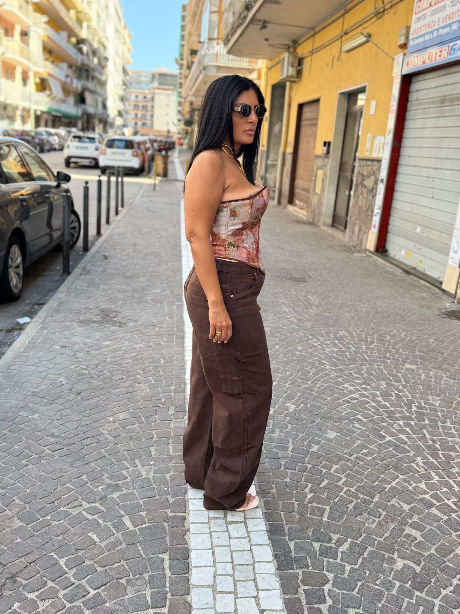 JEANS BALLON MARRONE